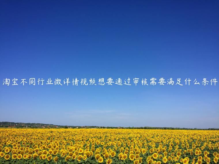 淘寶不同行業(yè)微詳情視頻想要通過(guò)審核需要滿足什么條件